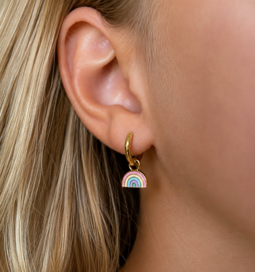 Earrings Hoop Charm - Rainbow
