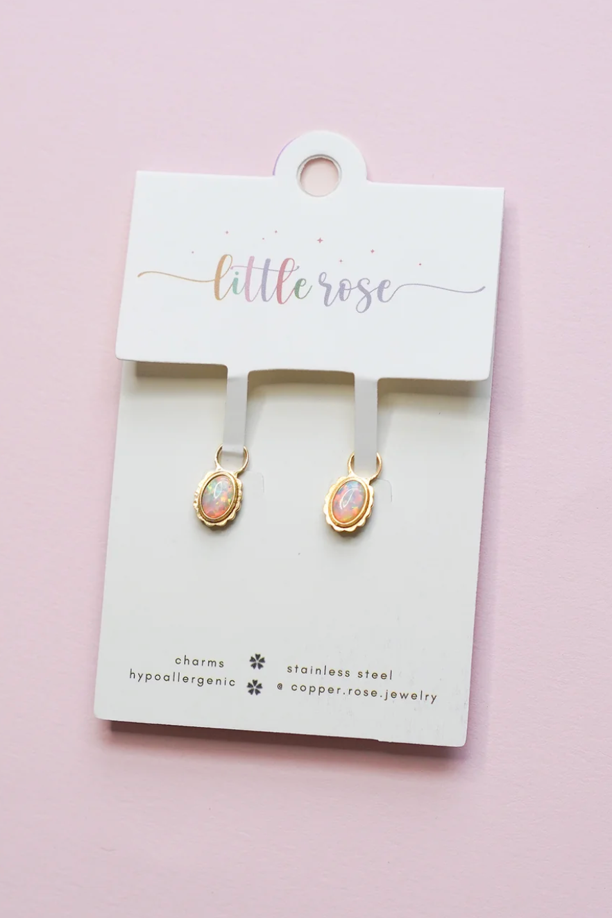 Earrings Hoop Charm - Anniversary Opal Charms