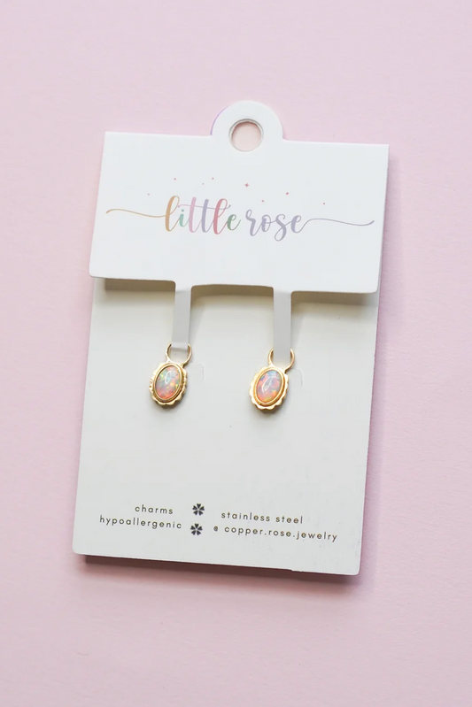 Earrings Hoop Charm - Anniversary Opal Charms
