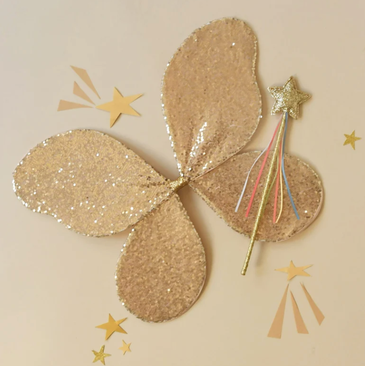 Play Pretend Fairy Wings - Magical Sequin Gold (3-10 years)