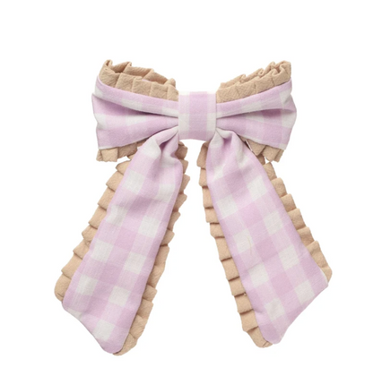 Clip - Gingham Ruffle Bow