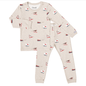 Modal Long Sleeve PJ set - Skiing Dogs