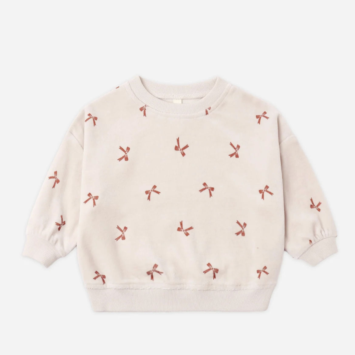 Relaxed Velour Sweatshirt - Red Bows