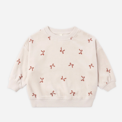 Relaxed Velour Sweatshirt - Red Bows