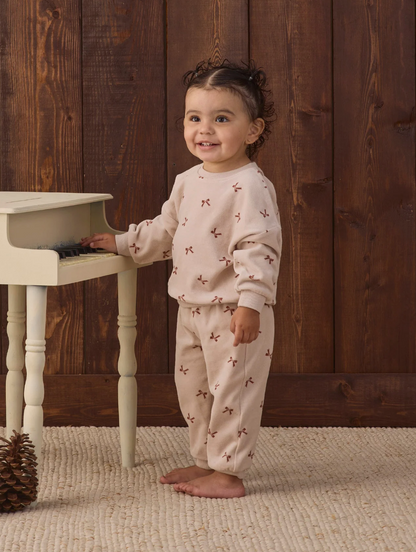 Relaxed Velour Sweatshirt - Red Bows