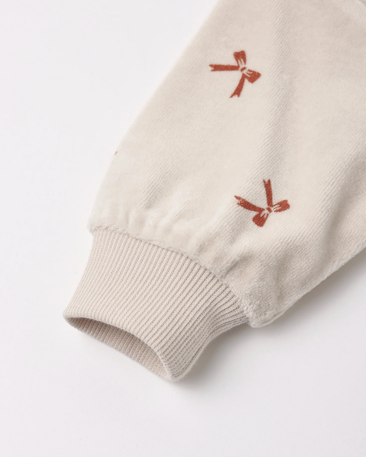 Relaxed Velour Sweatshirt - Red Bows
