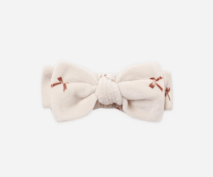Velour Bow Headband - Red Bows