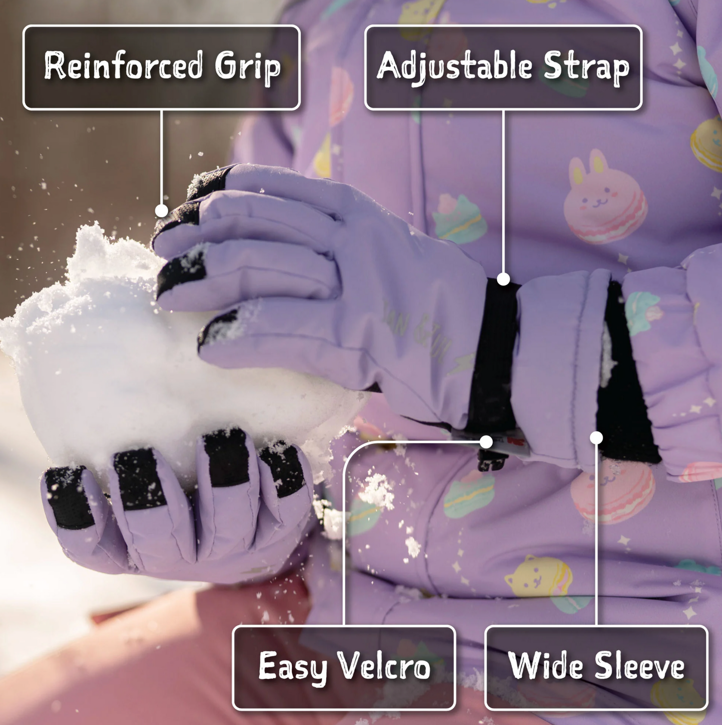Waterproof Snow Gloves - Dusty Pink