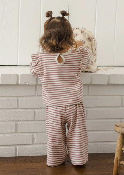 Ruffle Cozy Set - Mulberry Stripe