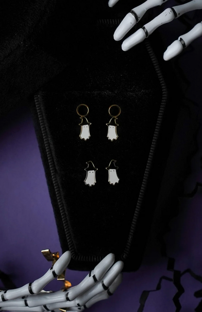 Earrings Hoop Charm - Ghost