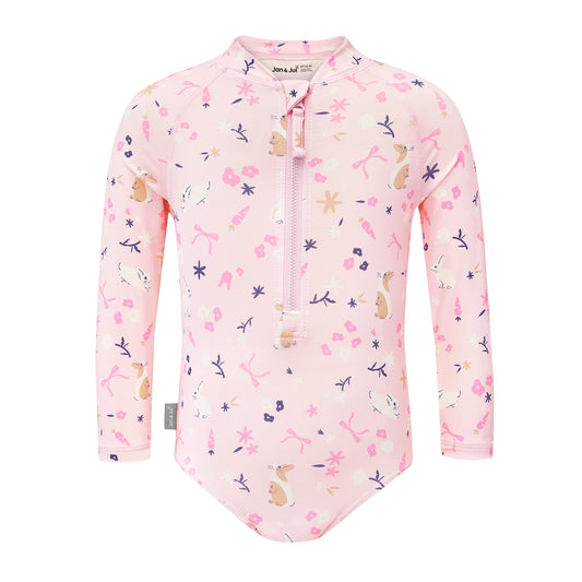 One-Piece UV Swimsuit - Bunny Flowers