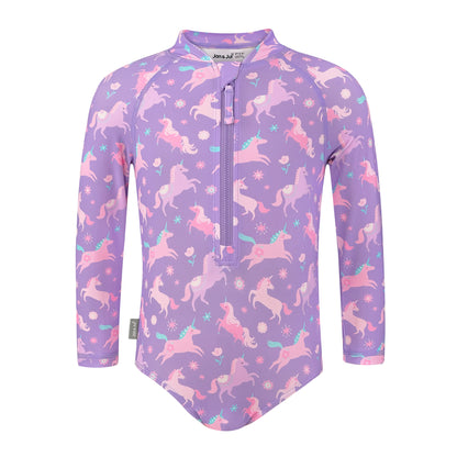 One-Piece UV Swimsuit - Purple Unicorn