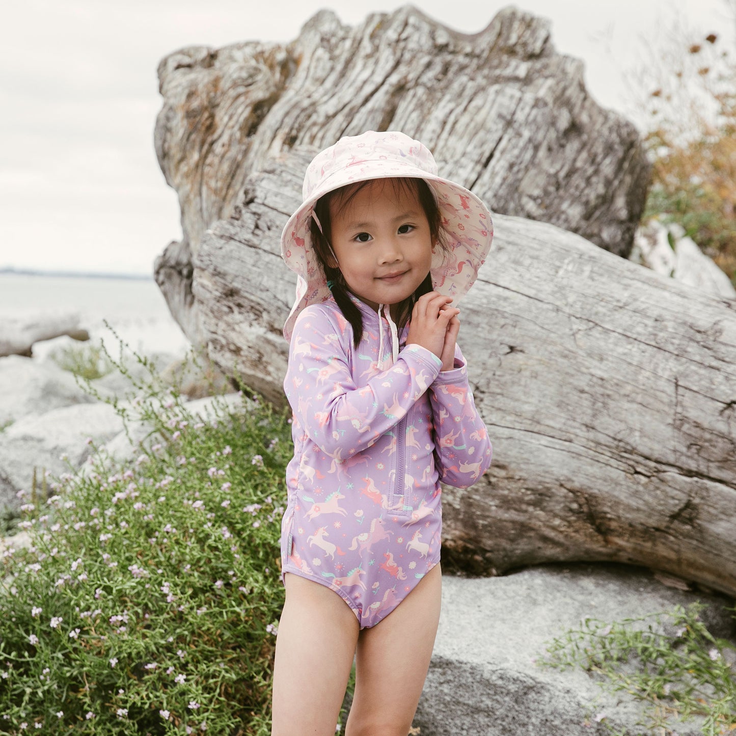 One-Piece UV Swimsuit - Purple Unicorn