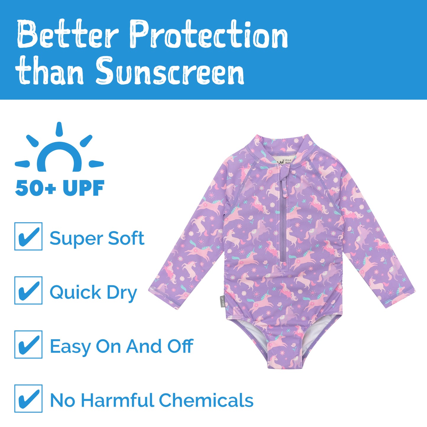 One-Piece UV Swimsuit - Purple Unicorn