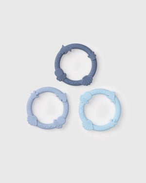 Wild Teething Ring Set - Blue Fog
