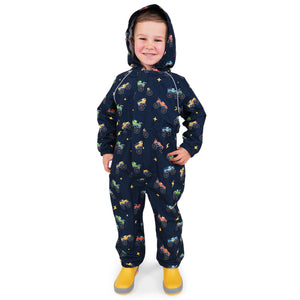 Kids Fleece Lined Rain Suits - Big Trucks