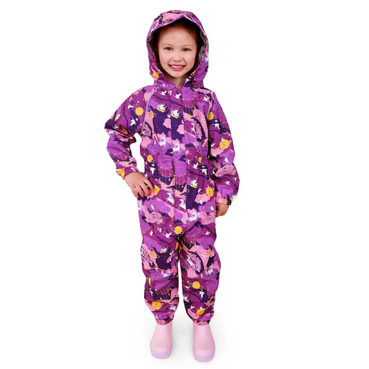 Kids Fleece Lined Rain Suits - Purple Dream