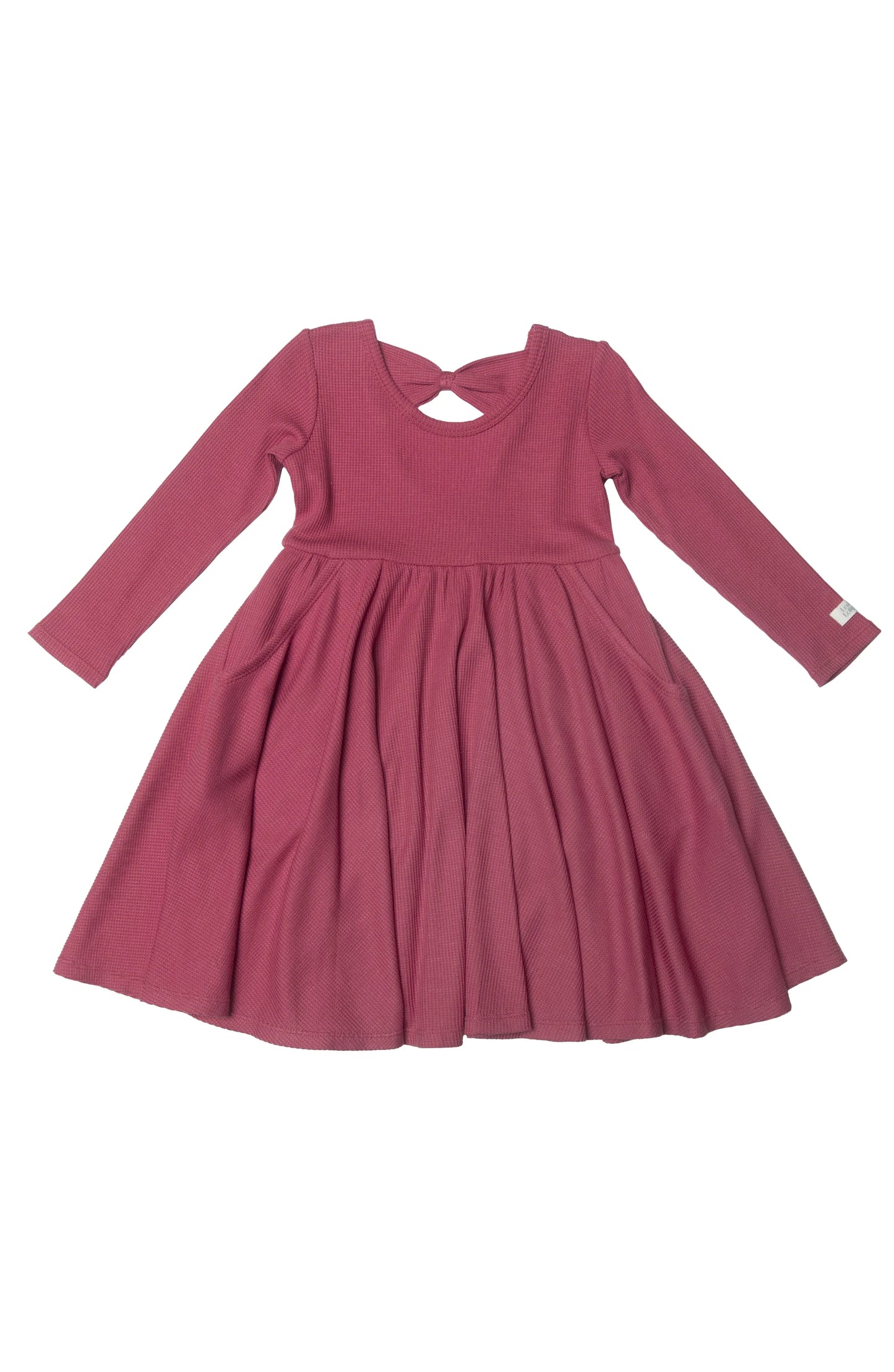 Waffle Long Sleeve Skater Dress - Mauvewood