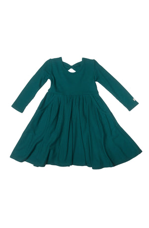 Waffle Long Sleeve Skater Dress - Peacock