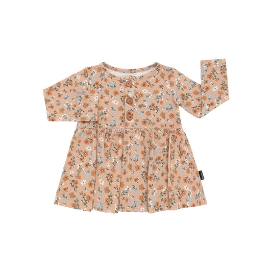 Long Sleeve Baby Peplum Dress - Amber Garden