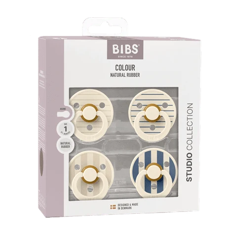 BIBS Pacifier 4PK - Vanilla/Pin Ivory Steel Blue Mix