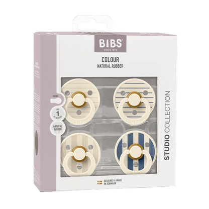BIBS Pacifier 4PK - Vanilla/Pin Ivory Steel Blue Mix