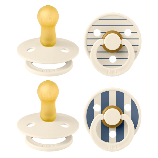 BIBS Pacifier 4PK - Vanilla/Pin Ivory Steel Blue Mix