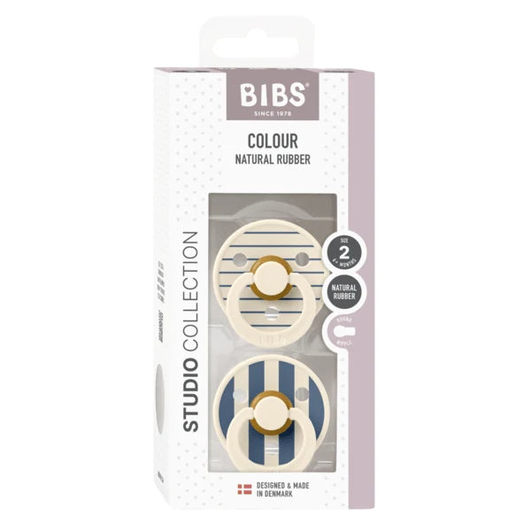 BIBS Pacifier 2PK - Ivory/ Steel Blue Mix