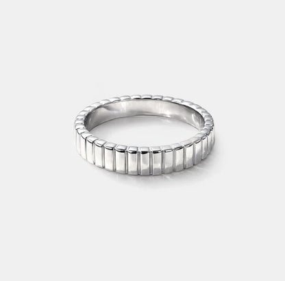 Textured Silvered Ring in stainless steel