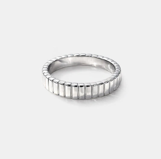 Textured Silvered Ring in stainless steel
