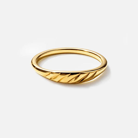 Golden Ring with Grooves in stainless steel