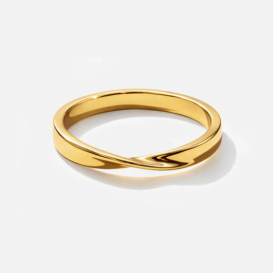 Twisted Golden Ring in stainless steel