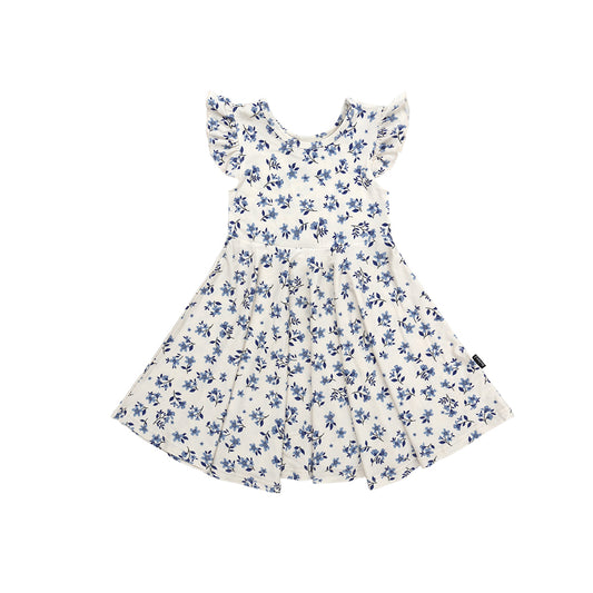 Ruffled Sleeves Bell Dress - Bluebell