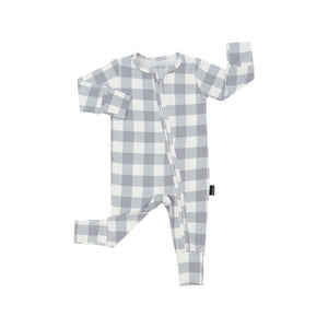 Footless Sleeper with Fold-Over Cuffs - Denim Plaid