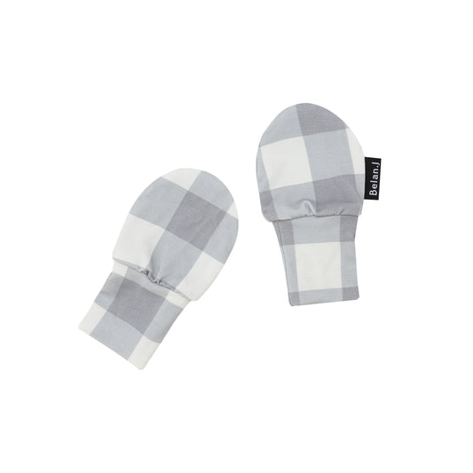 Non-Scratch Mittens - Denim Plaid