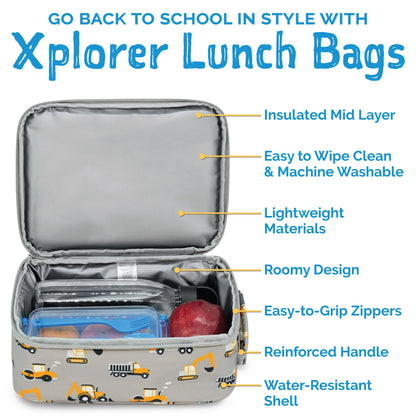 Kids Lunch Bag - Grey Construction