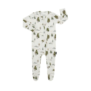 Ribbed Bamboo Footed Zipper Sleeper - Misty Forest