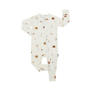 Ribbed Bamboo Footless Sleeper with Fold-Over Cuffs - Milk & Cookies