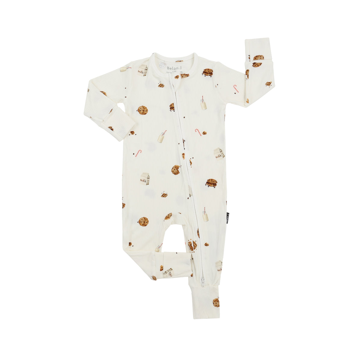 Ribbed Bamboo Footless Sleeper with Fold-Over Cuffs - Milk & Cookies