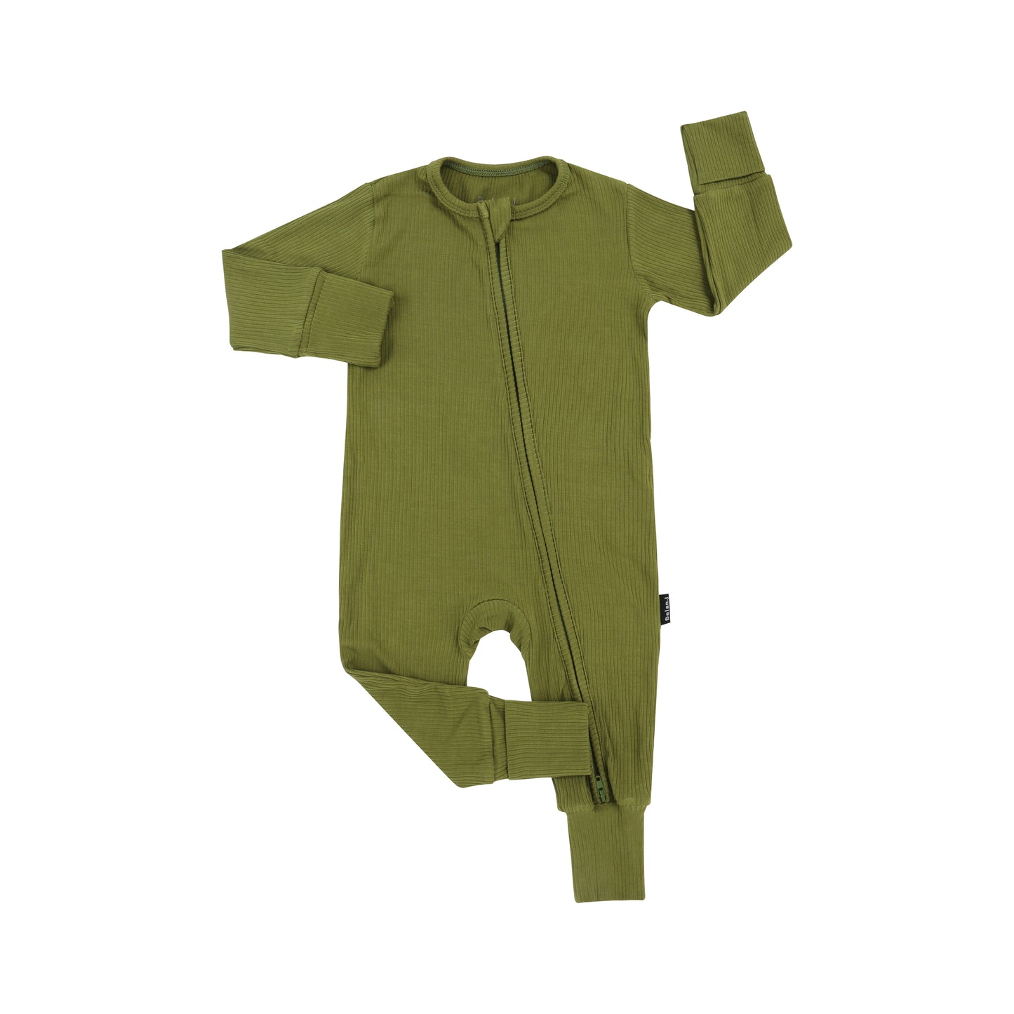 Ribbed Bamboo Footless Sleeper with Fold-Over Cuffs - Olive Green