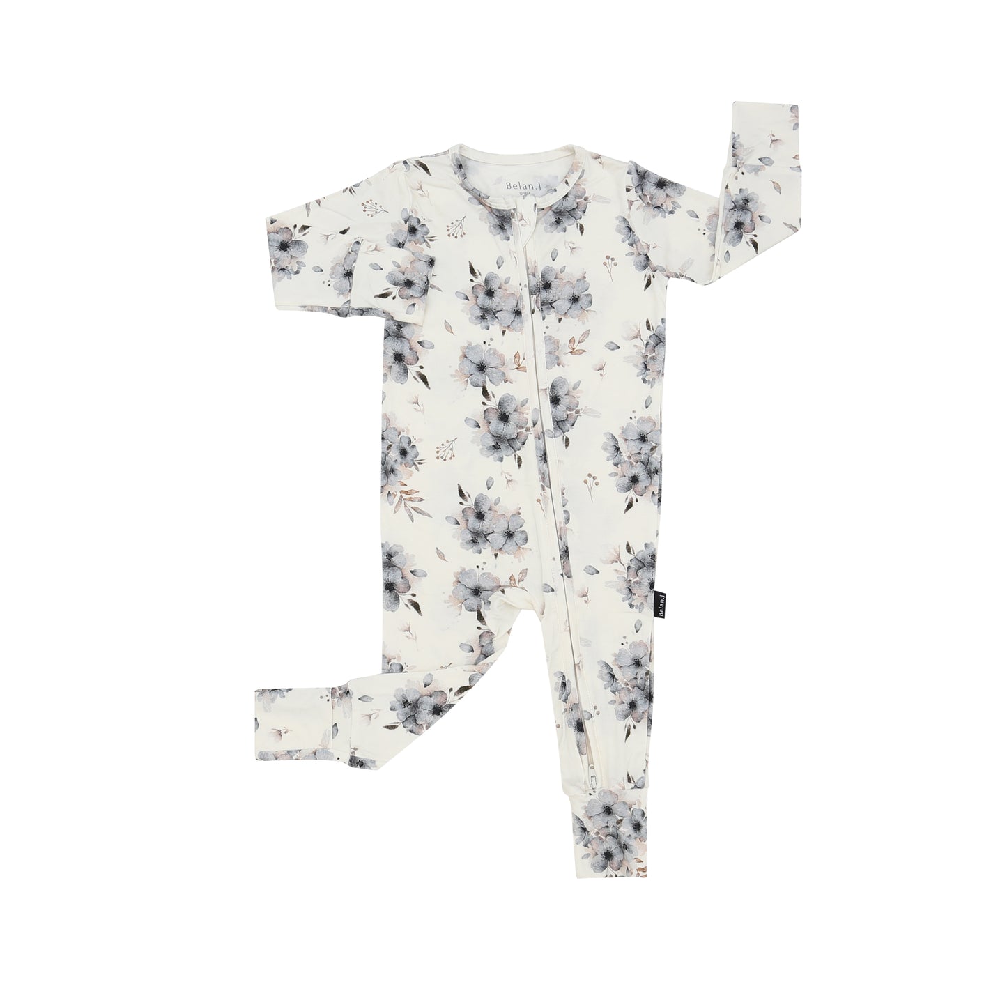 Footless Sleeper with Fold-Over Cuffs - Frosty Floral