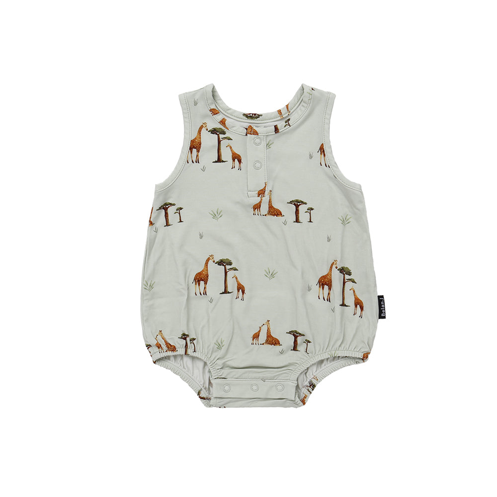 Sleeveless Bubble Onesie - Giraffes