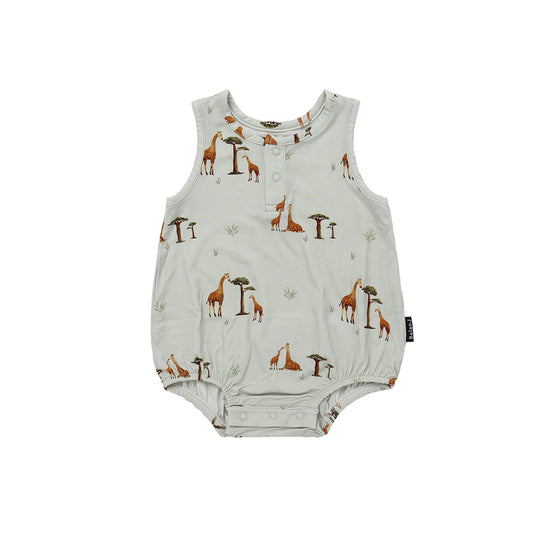 Sleeveless Bubble Onesie - Giraffes