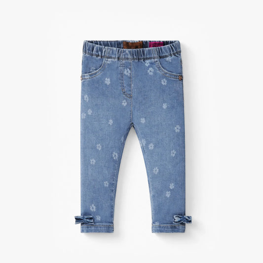 baby blue jeggings with floral pattern