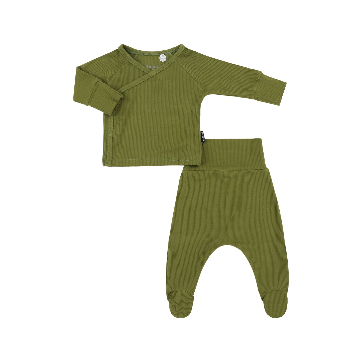 Ribbed Bamboo Take Me Home Kimono Set - Olive Green