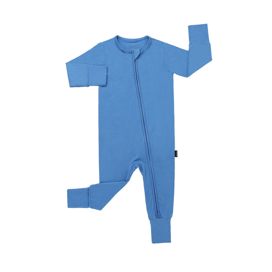 Footless Sleeper with Fold-Over Cuffs - Lake Blue