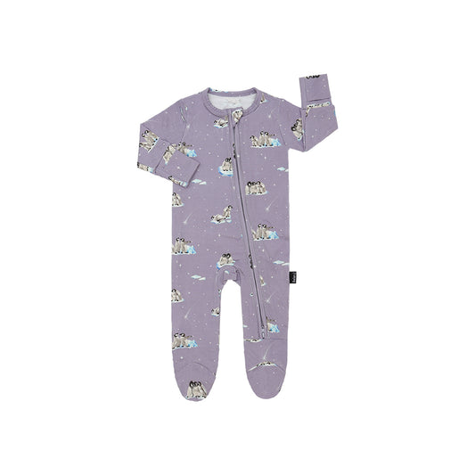 Footed Zipper Sleeper - Penguins (Periwinkle)