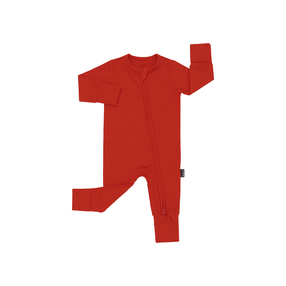 Footless Sleeper with Fold-Over Cuffs - Santa Red