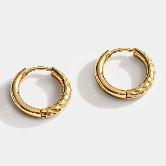 Half Textured Golden Huggies in stainless steel