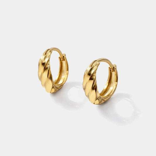 Very Small Wavy Golden Huggies in stainless steel